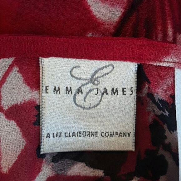 Vtg Emma James Top Sleeveless Sheer Scoop Neck Abstract Floral Pink Red Sz 10 - Picture 3 of 8